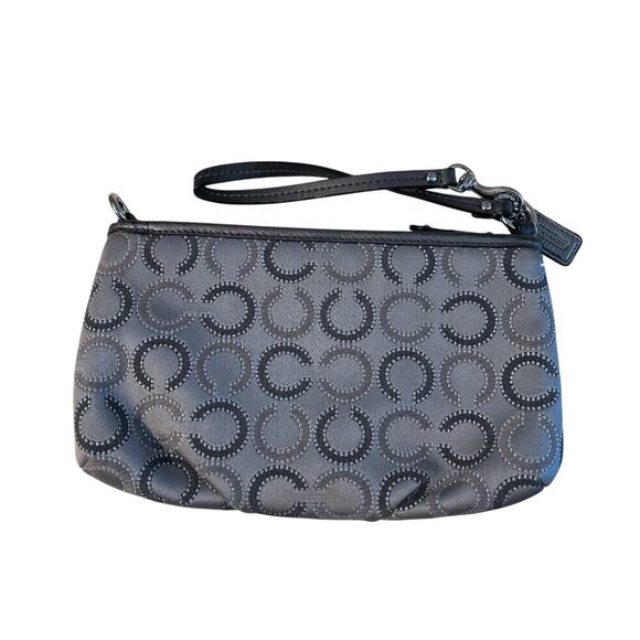 Coach Large Signature Wristlet Grey Silver Convertible Strap - Picture 3 of 8